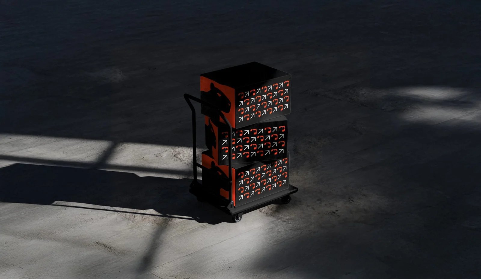 Capybaras branded display in a dark studio
