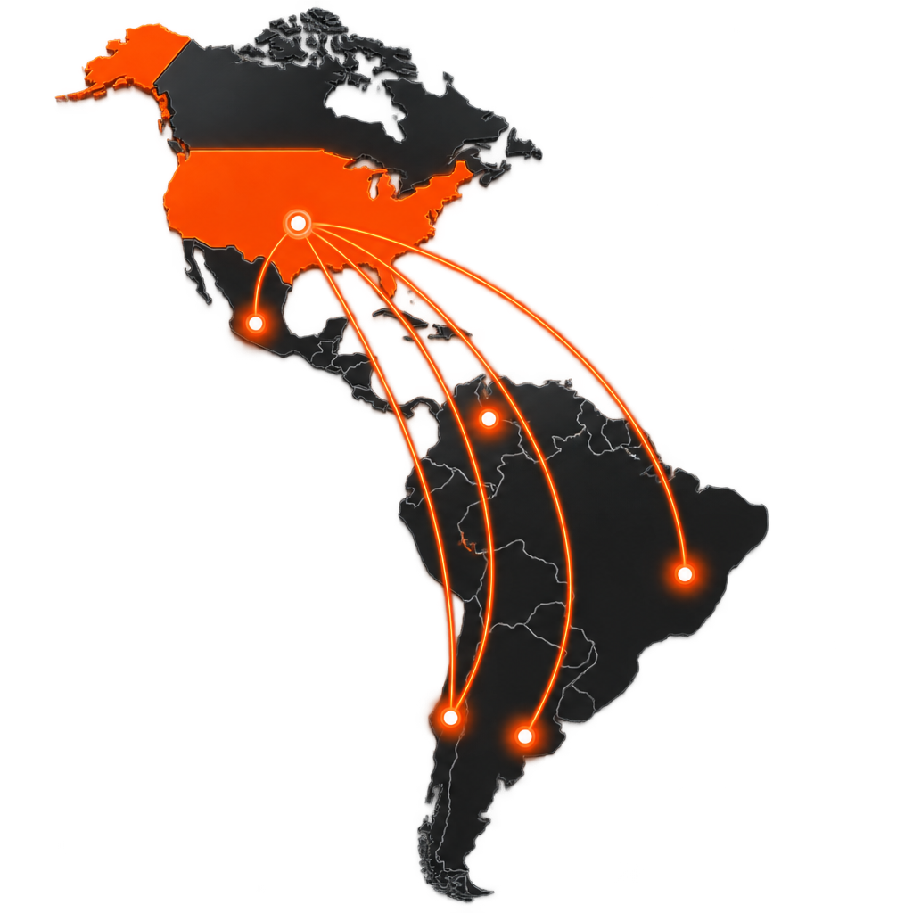 Cross-border routes from the United States to five Latin American markets